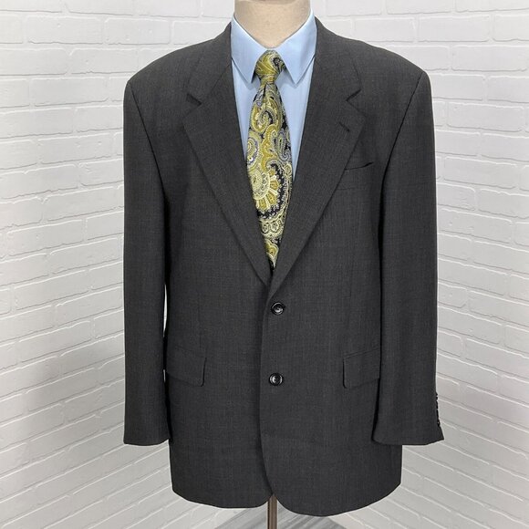 BOSS Hugo Boss Blazer Men 42 Gray Classic Career Wool USA Vintage‎ - Picture 1 of 13